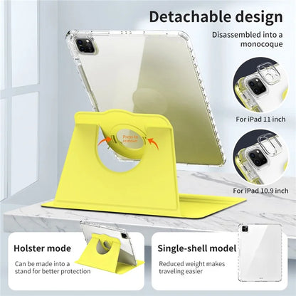 For iPad Pro 11 (2024) Case PU Leather+ Acrylic Tablet Cover Detachable, Auto Wake / Sleep