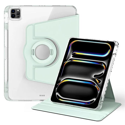 For iPad Pro 11 (2024) Case PU Leather+ Acrylic Tablet Cover Detachable, Auto Wake / Sleep
