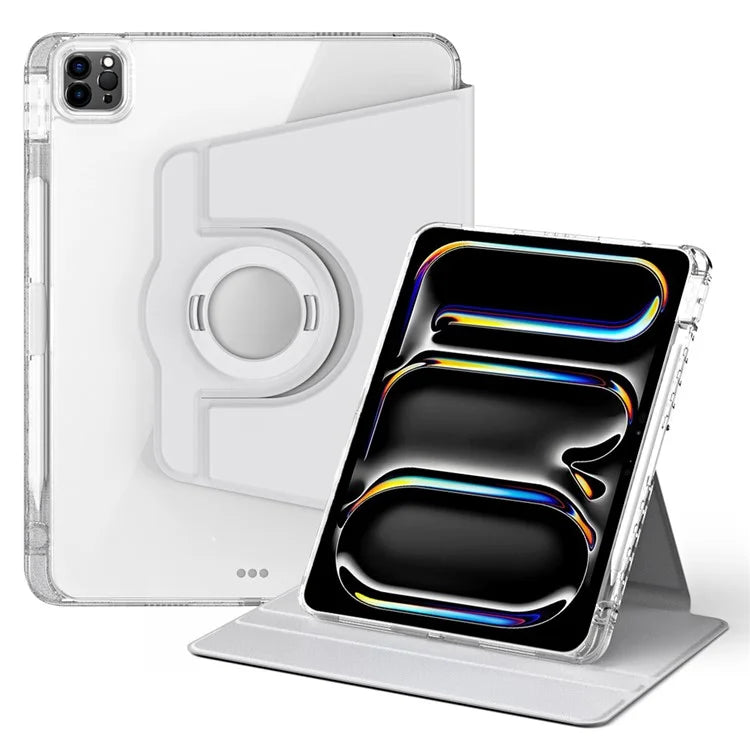 For iPad Pro 11 (2024) Case PU Leather+ Acrylic Tablet Cover Detachable, Auto Wake / Sleep