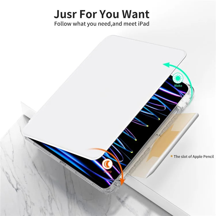 For iPad Pro 11 (2024) Case PU Leather+ Acrylic Tablet Cover Detachable, Auto Wake / Sleep