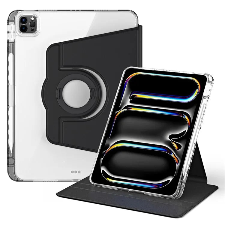 For iPad Pro 11 (2024) Case PU Leather+ Acrylic Tablet Cover Detachable, Auto Wake / Sleep