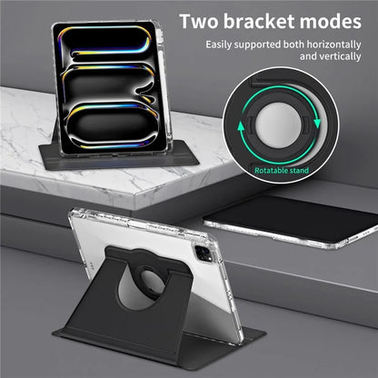 For iPad Pro 11 (2024) Case PU Leather+ Acrylic Tablet Cover Detachable, Auto Wake / Sleep