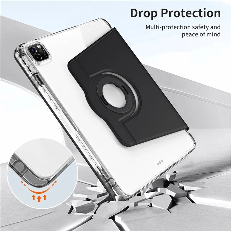 For iPad Pro 11 (2024) Case PU Leather+ Acrylic Tablet Cover Detachable, Auto Wake / Sleep