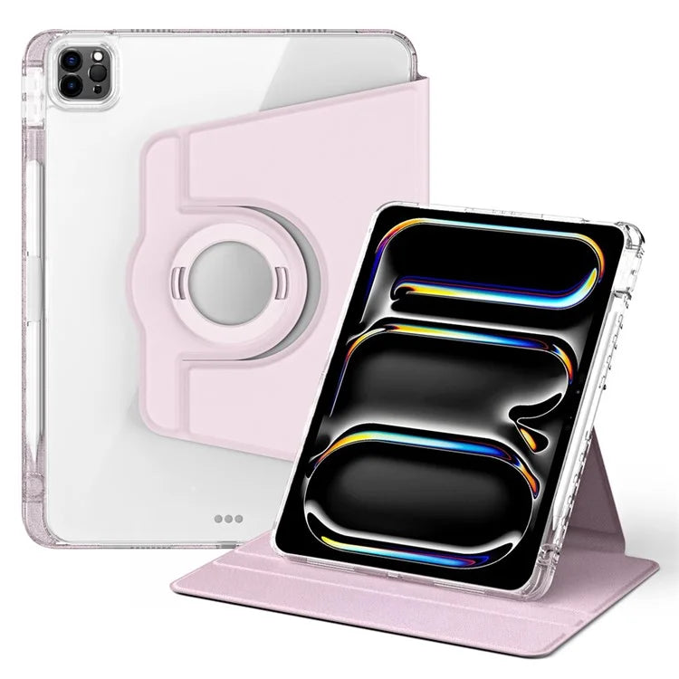 For iPad Pro 11 (2024) Case PU Leather+ Acrylic Tablet Cover Detachable, Auto Wake / Sleep