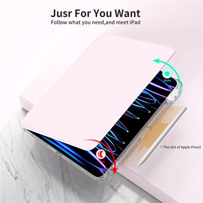 For iPad Pro 11 (2024) Case PU Leather+ Acrylic Tablet Cover Detachable, Auto Wake / Sleep