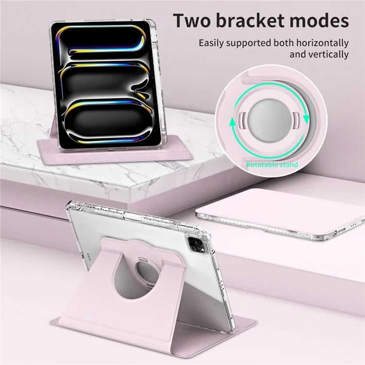 For iPad Pro 11 (2024) Case PU Leather+ Acrylic Tablet Cover Detachable, Auto Wake / Sleep