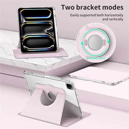 For iPad Pro 11 (2024) Case PU Leather+ Acrylic Tablet Cover Detachable, Auto Wake / Sleep