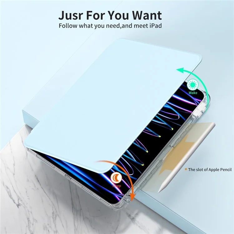 For iPad Pro 11 (2024) Case PU Leather+ Acrylic Tablet Cover Detachable, Auto Wake / Sleep