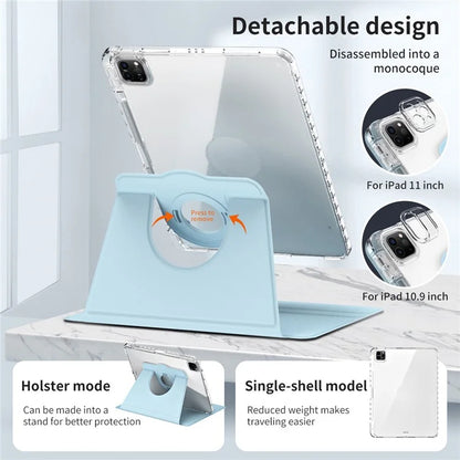 For iPad Pro 11 (2024) Case PU Leather+ Acrylic Tablet Cover Detachable, Auto Wake / Sleep