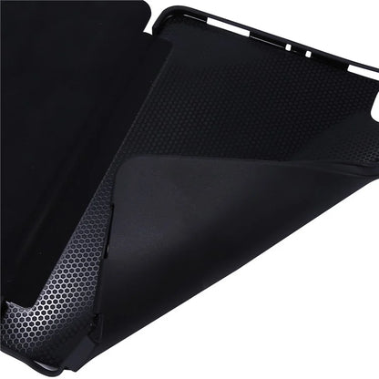 For iPad Pro 13 (2024) Case Tri-Fold Stand Leather+Silicone Tablet Cover