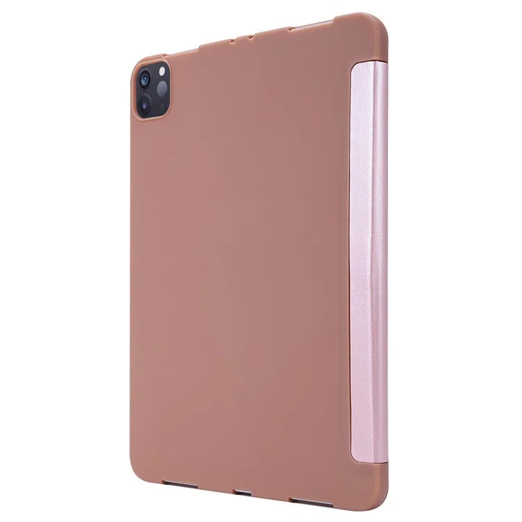 For iPad Pro 13 (2024) Case Tri-Fold Stand Leather+Silicone Tablet Cover