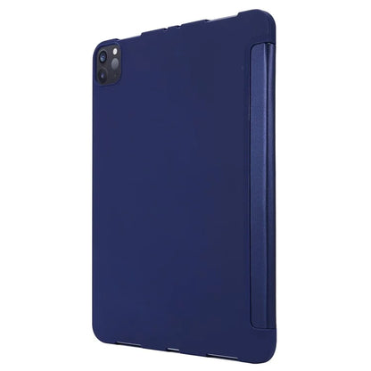For iPad Pro 13 (2024) Case Tri-Fold Stand Leather+Silicone Tablet Cover