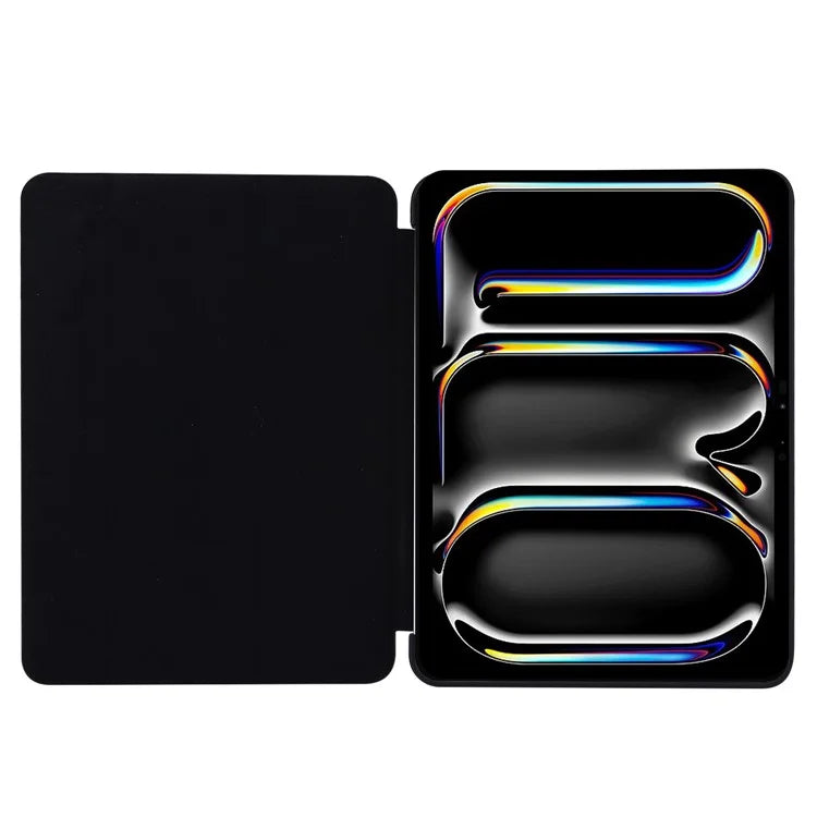 For iPad Pro 13 (2024) Case Tri-Fold Stand Leather+Silicone Tablet Cover
