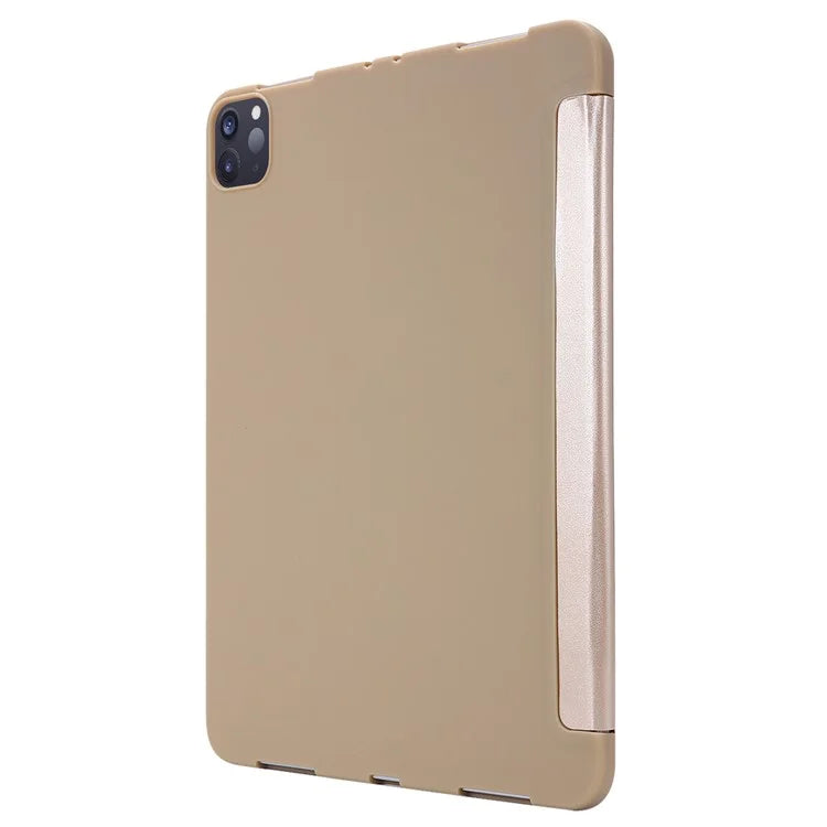 For iPad Pro 13 (2024) Case Tri-Fold Stand Leather+Silicone Tablet Cover