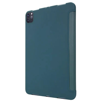 For iPad Pro 13 (2024) Case Tri-Fold Stand Leather+Silicone Tablet Cover