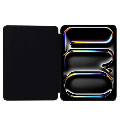 For iPad Pro 13 (2024) Case Tri-Fold Stand Leather+Silicone Tablet Cover