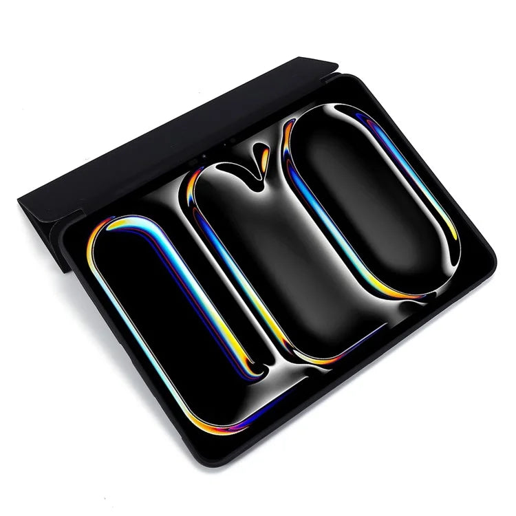 For iPad Pro 13 (2024) Case Tri-Fold Stand Leather+Silicone Tablet Cover