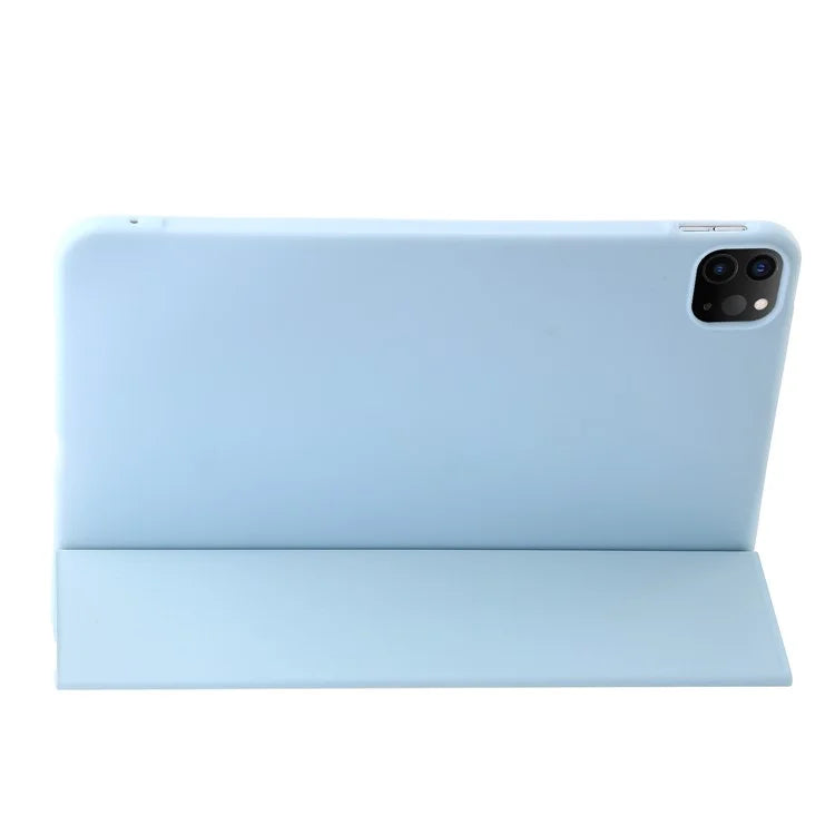For iPad Pro 13 (2024) Case Tri-Fold Stand Leather+Silicone Tablet Cover