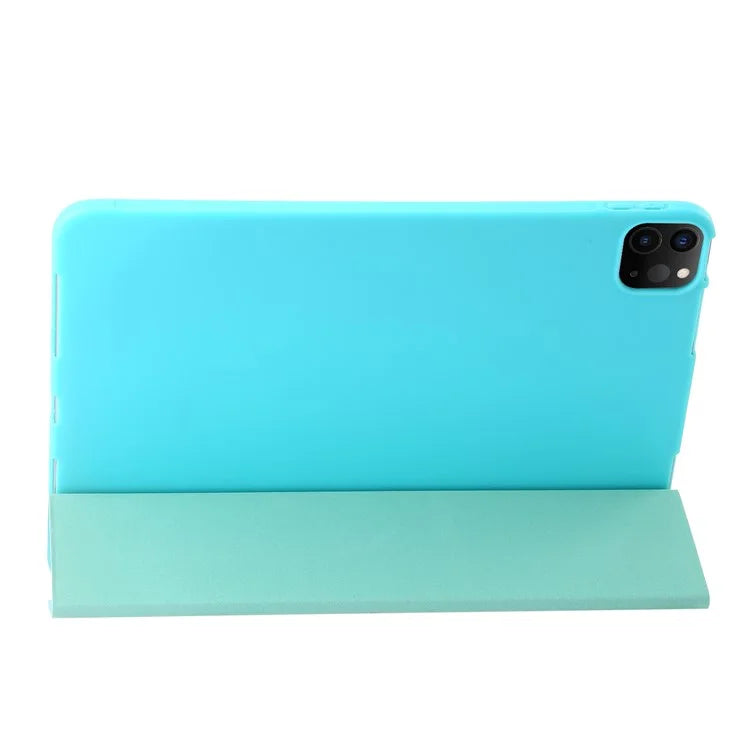 For iPad Pro 13 (2024) Case Tri-Fold Stand Leather+Silicone Tablet Cover