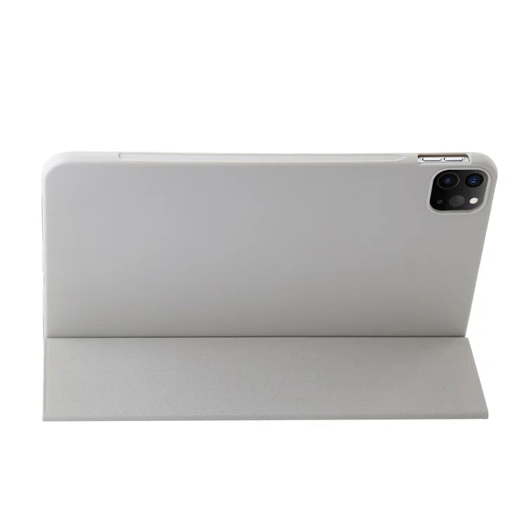 For iPad Pro 13 (2024) Case Tri-Fold Stand Leather+Silicone Tablet Cover