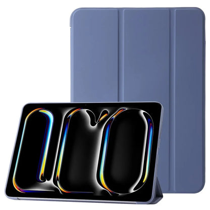 For iPad Pro 13 (2024) Case Tri-Fold Stand Leather+Silicone Tablet Cover