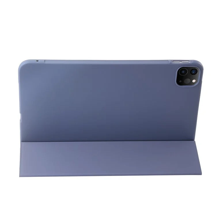 For iPad Pro 13 (2024) Case Tri-Fold Stand Leather+Silicone Tablet Cover