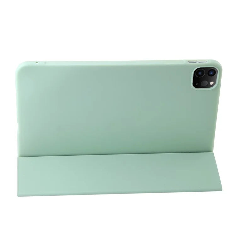 For iPad Pro 13 (2024) Case Tri-Fold Stand Leather+Silicone Tablet Cover