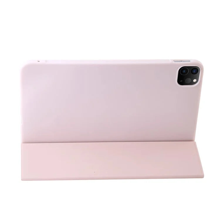 For iPad Pro 13 (2024) Case Tri-Fold Stand Leather+Silicone Tablet Cover