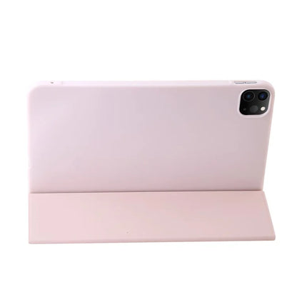 For iPad Pro 13 (2024) Case Tri-Fold Stand Leather+Silicone Tablet Cover