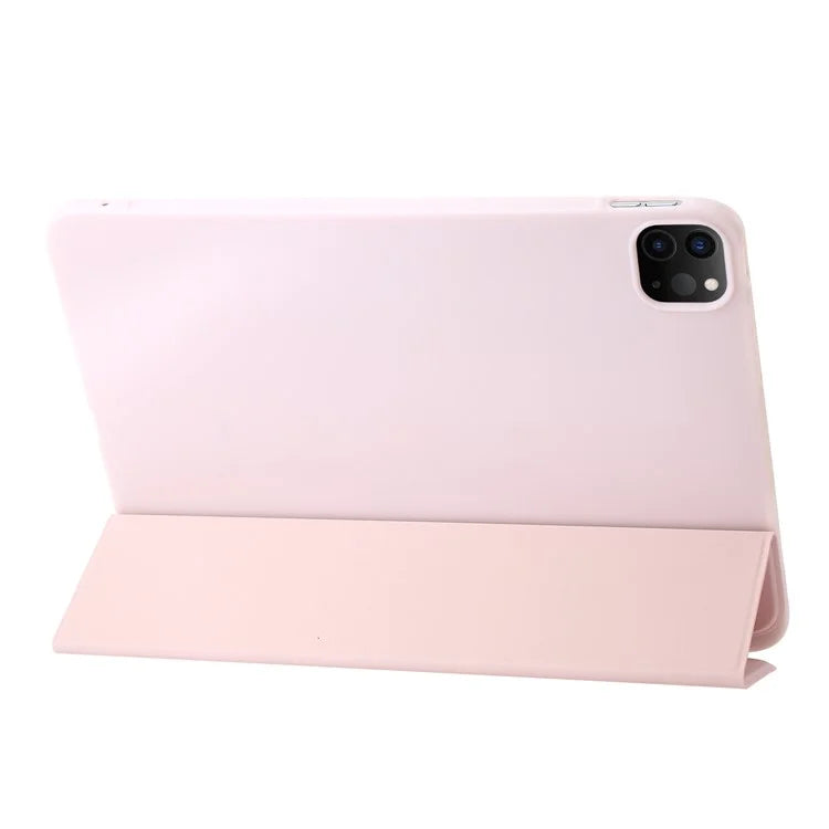 For iPad Pro 13 (2024) Case Tri-Fold Stand Leather+Silicone Tablet Cover