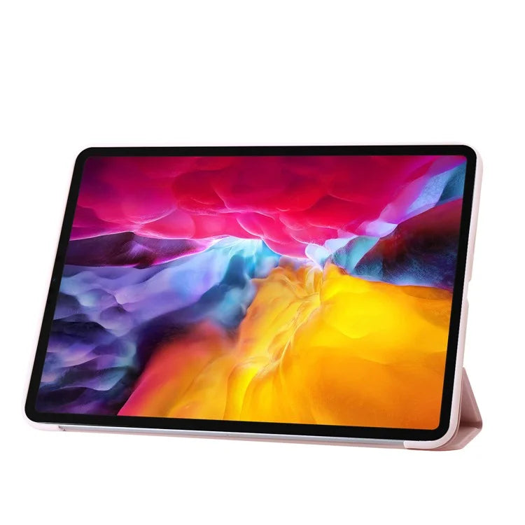 For iPad Pro 13 (2024) Case Tri-Fold Stand Leather+Silicone Tablet Cover