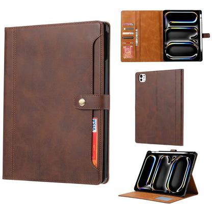 For iPad Pro 11 (2024) Case Auto Wake / Sleep Leather Wallet Tablet Cover with Card Slot