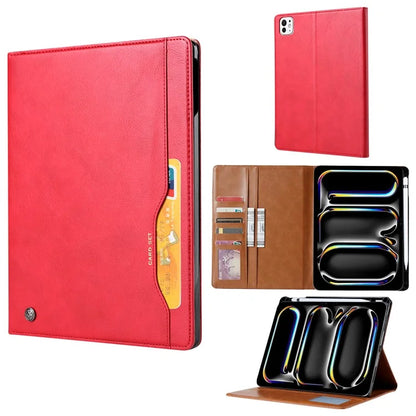 For iPad Pro 11 (2024) Case Card Slot Wallet PU Leather Auto Wake / Sleep Table Cover with Pen Slot