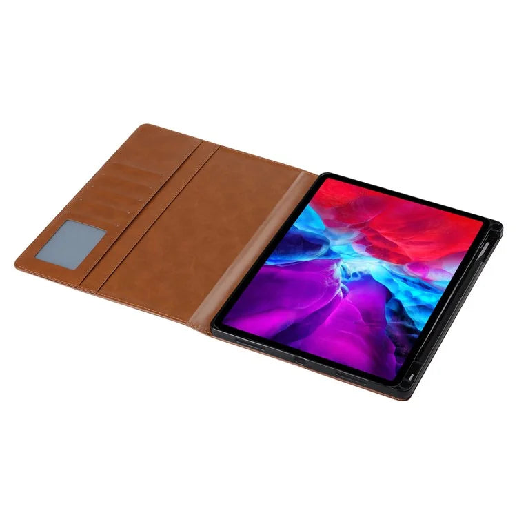 For iPad Pro 11 (2024) Case Card Slot Wallet PU Leather Auto Wake / Sleep Table Cover with Pen Slot