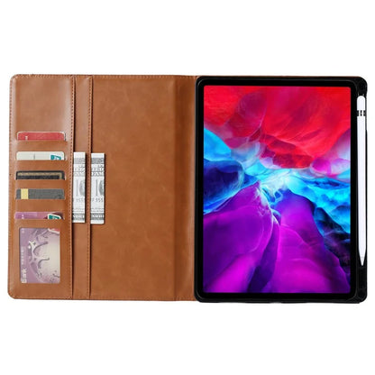 For iPad Pro 11 (2024) Case Card Slot Wallet PU Leather Auto Wake / Sleep Table Cover with Pen Slot