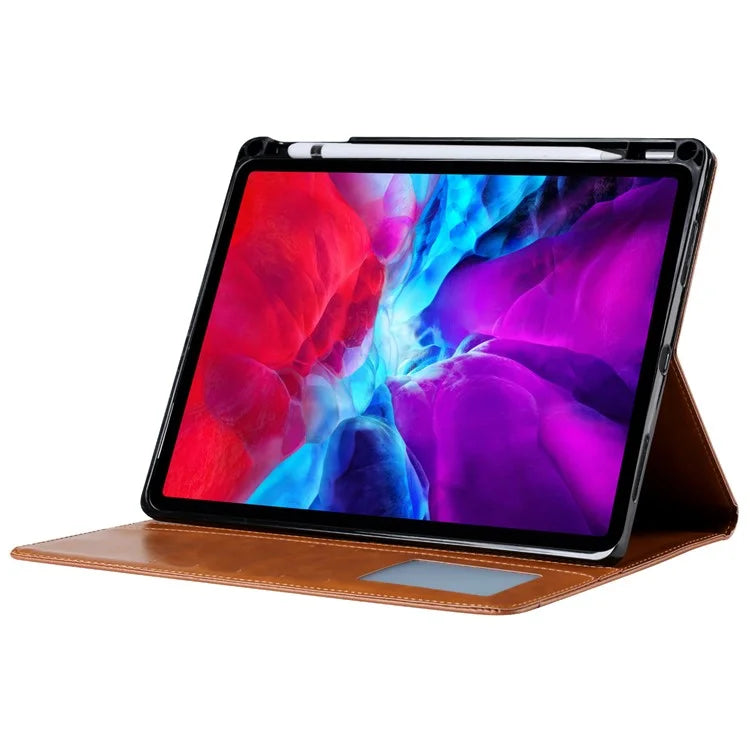 For iPad Pro 11 (2024) Case Card Slot Wallet PU Leather Auto Wake / Sleep Table Cover with Pen Slot