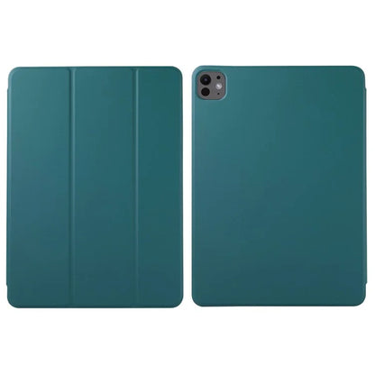 For iPad Pro 11 (2024) Case PU Leather Tri-fold Stand Magnetic Closing Tablet Coverish Green