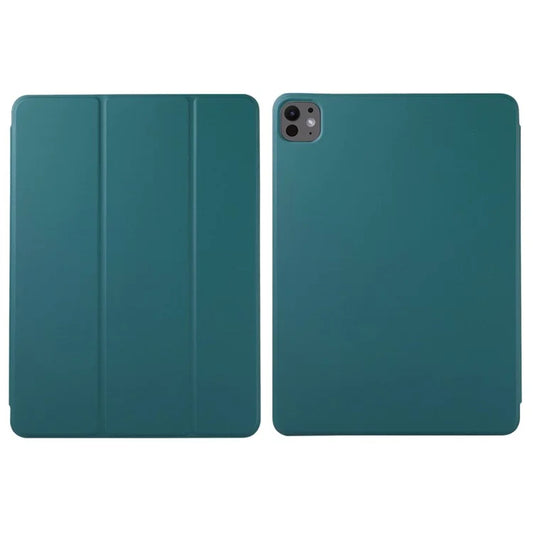 For iPad Pro 11 (2024) Case PU Leather Tri-fold Stand Magnetic Closing Tablet Coverish Green