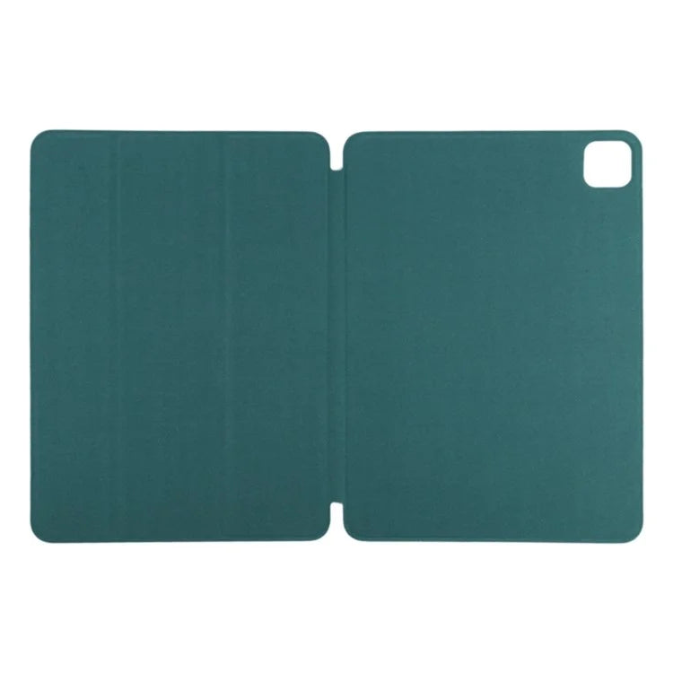 For iPad Pro 11 (2024) Case PU Leather Tri-fold Stand Magnetic Closing Tablet Coverish Green