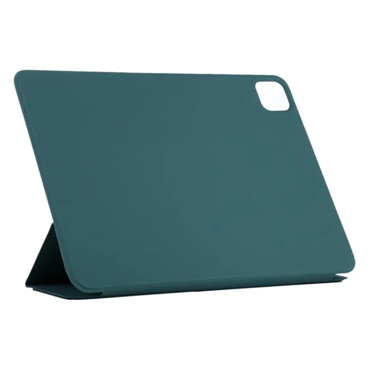 For iPad Pro 11 (2024) Case PU Leather Tri-fold Stand Magnetic Closing Tablet Coverish Green