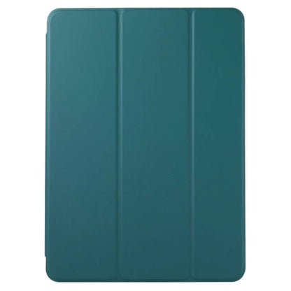 For iPad Pro 11 (2024) Case PU Leather Tri-fold Stand Magnetic Closing Tablet Coverish Green