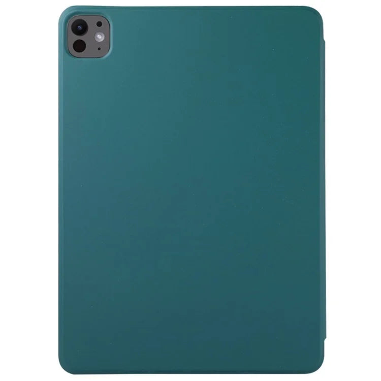For iPad Pro 11 (2024) Case PU Leather Tri-fold Stand Magnetic Closing Tablet Coverish Green