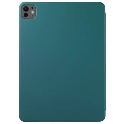 For iPad Pro 11 (2024) Case PU Leather Tri-fold Stand Magnetic Closing Tablet Coverish Green