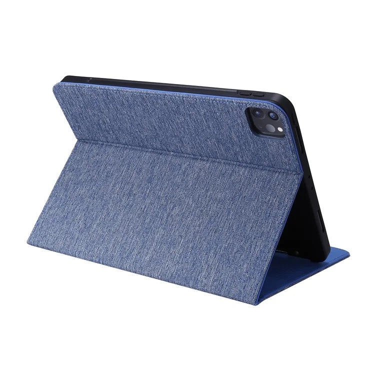 For iPad Pro 11 (2024) Case Cloth Texture Leather Tablet Cover with Pen Holder