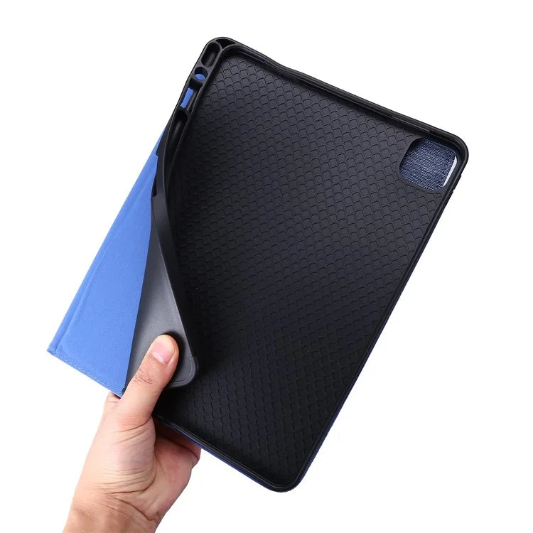 For iPad Pro 11 (2024) Case Cloth Texture Leather Tablet Cover with Pen Holder