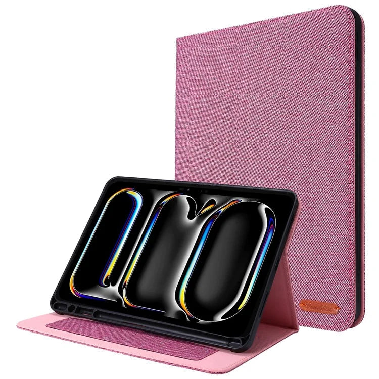 For iPad Pro 11 (2024) Case Cloth Texture Leather Tablet Cover with Pen Holder