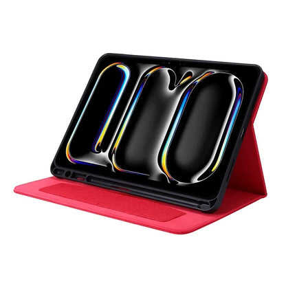 For iPad Pro 11 (2024) Case Cloth Texture Leather Tablet Cover with Pen Holder