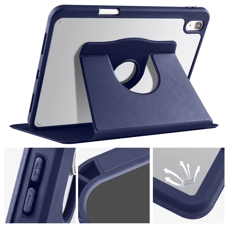 For iPad Air 11 (2024) Case PU Leather+Acrylic Tablet Cover Auto Sleep / Wake, Rotating Stand