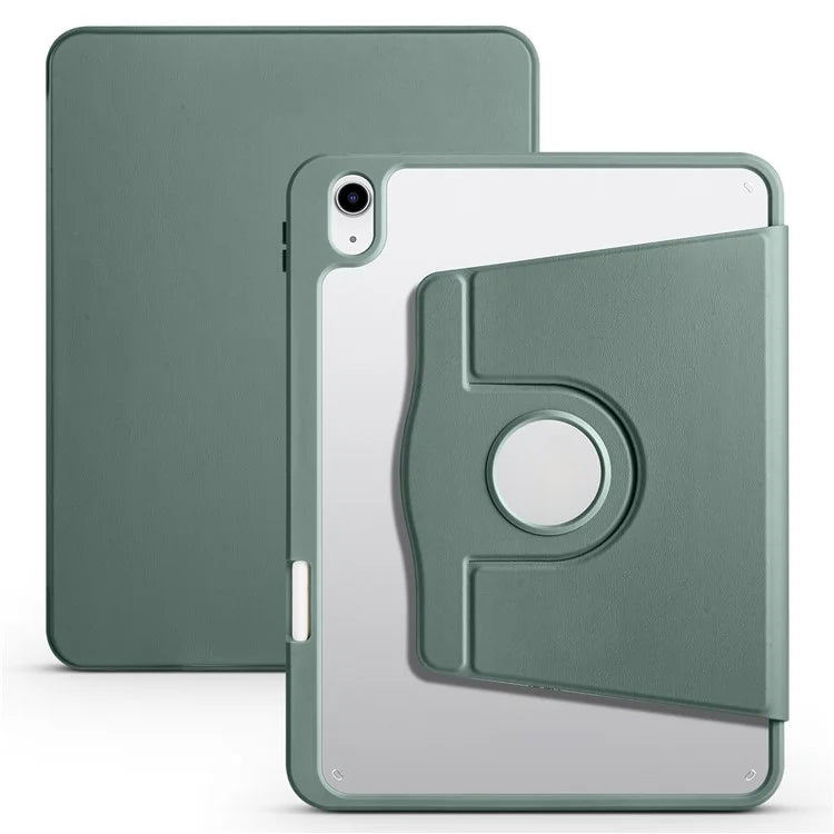 For iPad Air 13 (2024) Case with Pen Holder PU Leather+Acrylic Rotating Stand Tablet Cover