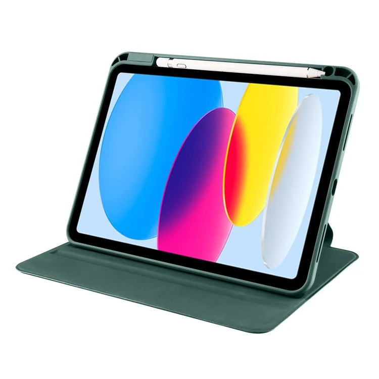 For iPad Air 13 (2024) Case with Pen Holder PU Leather+Acrylic Rotating Stand Tablet Cover